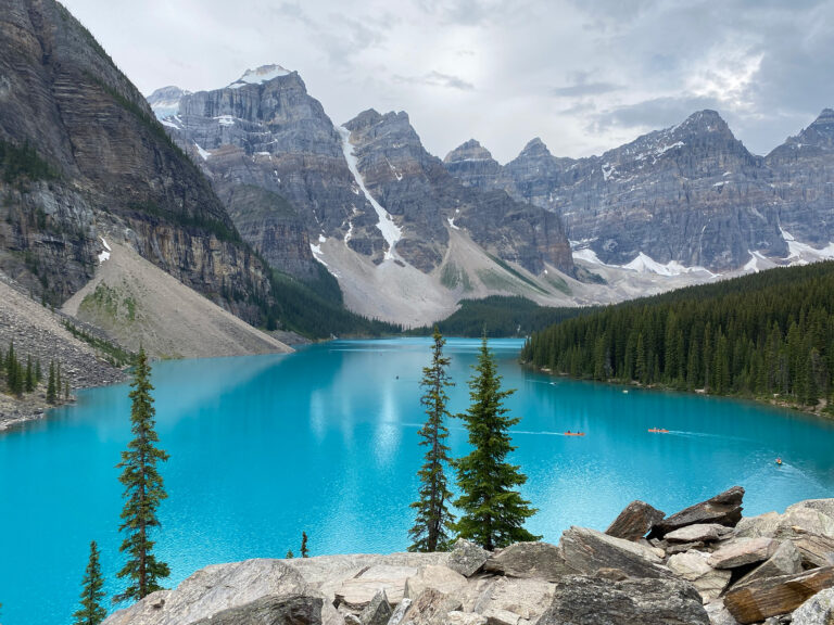 The turquoise waters of Moraine Lake by Kat Anderson